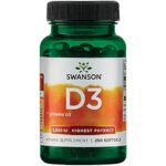 Swanson, Vitamine D3 125mcg (5000 UI), Dépôt, 1 Capsule tous les 5 Jours, 250 Capsules molles, Hautement Dosé, Testé en Laboratoire, Sans Soja, Sans Gluten, Sans OGM