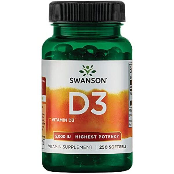 Swanson, Vitamine D3 125mcg (5000 UI), Dépôt, 1 Capsule tous les 5 Jours, 250 Capsules molles, Hautement Dosé, Testé en Laboratoire, Sans Soja, Sans Gluten, Sans OGM – Image 2