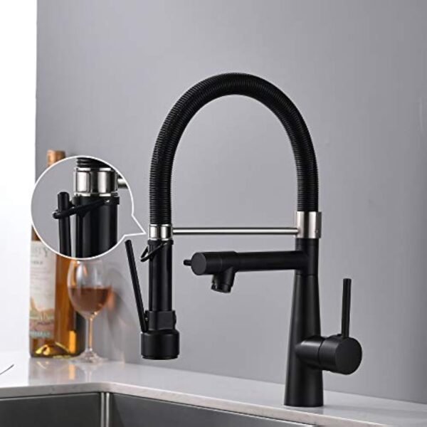 TIMACO Robinet de cuisine noir avec serrure douchette extensible – Pivotant à 360° – Pulvérisateur Pull-down – Haute pression – Noir