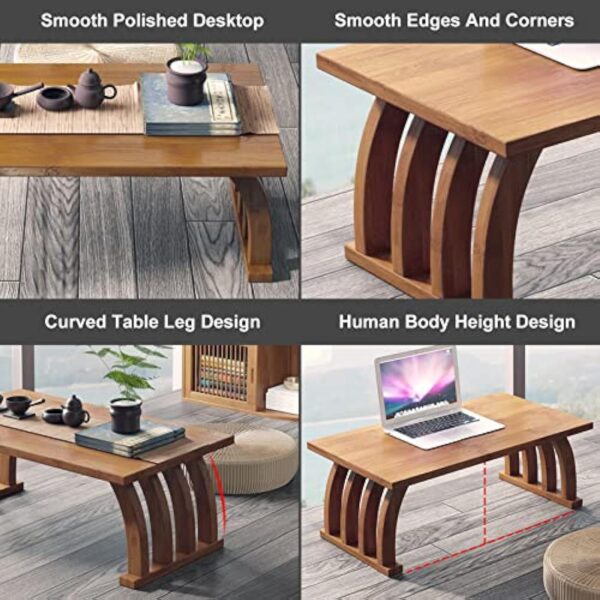 Table Basse Japonaise Table Basse Salon Zen Table À Manger Flottante Tatami Table À Manger Table À Cocktail (Color : Brown, S : 60x37x31cm) – Image 8