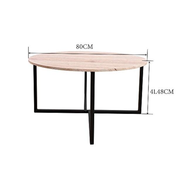 Table basse ronde pour salon avec pieds en métal, noir + chêne blanc. – Image 3