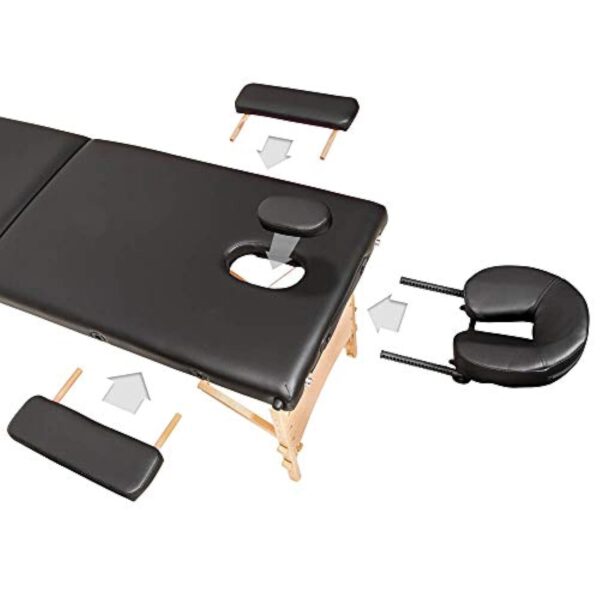 TecTake Table de Massage 2 Zones Pliante Cosmetique Lit de Massage Table Esthetique Tatouage Portable avec Repose Bras, Housse de Transport Incluse - Noir – Image 5