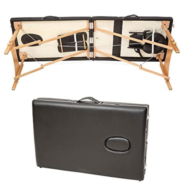 TecTake Table de Massage 2 Zones Pliante Cosmetique Lit de Massage Table Esthetique Tatouage Portable avec Repose Bras, Housse de Transport Incluse - Noir – Image 6