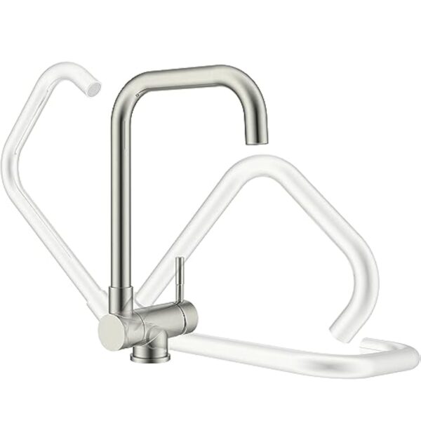 Ulytid Mitigeur Cuisine Rabattable, Robinet Cuisine Pliable Sous Fenêtre, Mitigeur Evier Haut Bec Rotatif à 360°en Acier Inoxydable, Robinet Monocommande Chaude et Froide Réglable, Finition Brossé – Image 2