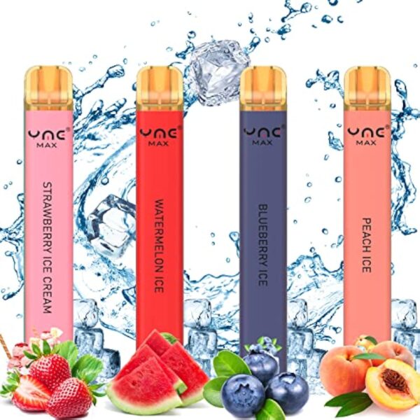 VAPORVERSE Paquet de 4 Cigarette électronique Jetable 600 Bouffées Sans Nicotine Vapoteuse Electronique Fruité Puff Vape Kit de démarrage (Pêche + Myrtille + Fraise + Pastèque)