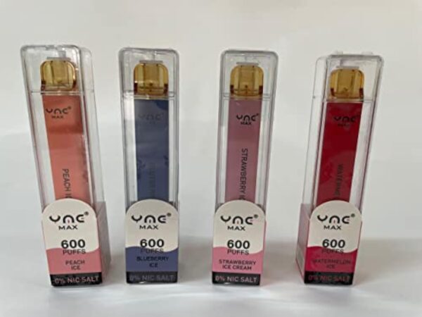 VAPORVERSE Paquet de 4 Cigarette électronique Jetable 600 Bouffées Sans Nicotine Vapoteuse Electronique Fruité Puff Vape Kit de démarrage (Pêche + Myrtille + Fraise + Pastèque) – Image 11