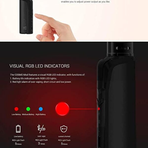 VAPTIO Cosmo Kit 30W E-cigs Cigarette électronique 1500mAh Batterie Vape avec 2.0ml Tank, Sans E Liquide Sans Nicotine (Or Rose) – Image 6