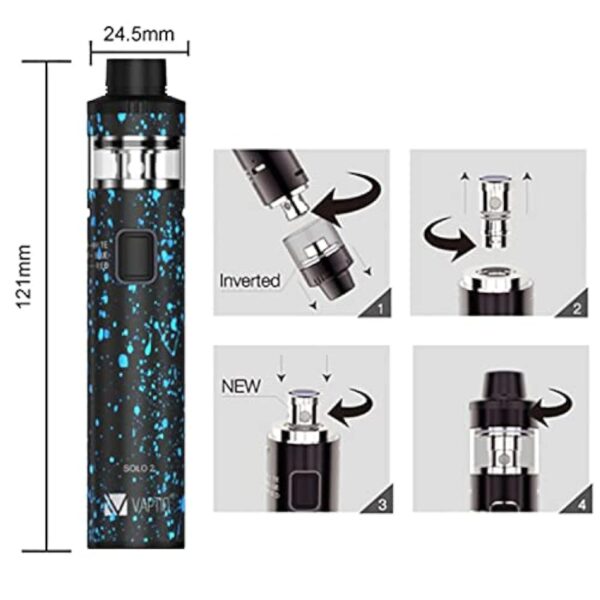 VAPTIO Tout-en-un Cigarette électronique 3000mAh Batterie 50W Vape Pen Vaporisateur Kit de Démarrage, Sans E-Liquide Sans Nicotine (bleu foncé) – Image 4