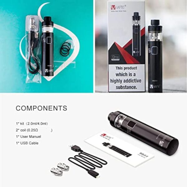 VAPTIO Tout-en-un Cigarette électronique 3000mAh Batterie 50W Vape Pen Vaporisateur Kit de Démarrage, Sans E-Liquide Sans Nicotine (bleu foncé) – Image 7