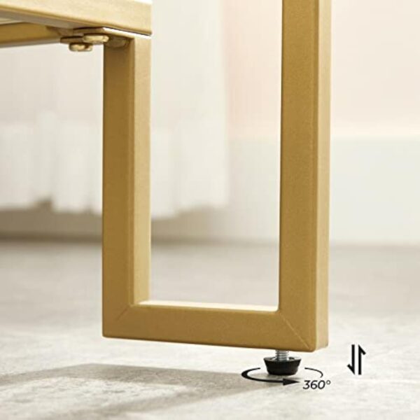 VASAGLE Table Basse, Table de Salon, 2 Niveaux en Verre trempé, Cadre en Acier, 100 x 55 x 45 cm, rectangulaire, décoration de Salon, Doré LGT033A01 – Image 8