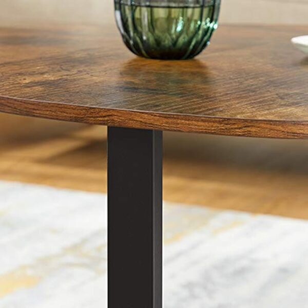 VASAGLE Table Basse Ronde, Table de Salon, Style Industriel, Cadre en Acier, Montage Facile, pour Salon, Chambre, Marron Rustique et Noir LCT88X – Image 9