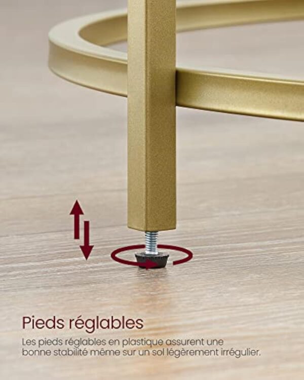VASAGLE Table Basse Salon, Meuble de Salon en Verre, Cadre en AER, Table Basse Ronde, Doré LGT21G – Image 9