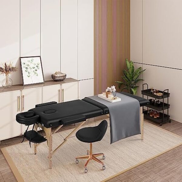 VORSCH Table de Massage Pliante Professionnelle, Lit de Massage Portable à 2 Zones 213 x 82 cm, Table Esthétique, Réglable en Hauteur, avec Accoudoirs, Appuie-tête, Sac de Transport, Noir – Image 4