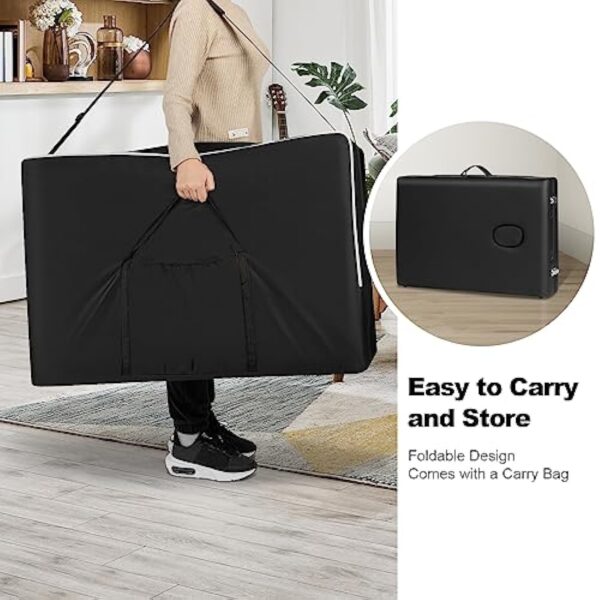 VORSCH Table de Massage Pliante Professionnelle, Lit de Massage Portable à 2 Zones 213 x 82 cm, Table Esthétique, Réglable en Hauteur, avec Accoudoirs, Appuie-tête, Sac de Transport, Noir – Image 9