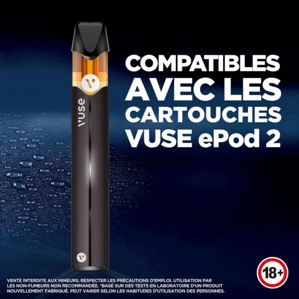 VUSE PRO Kit Simple – Cigarette Electronique Rechargeable – Chargement rapide – Couleur : Noir – Capsules vendues séparément – Image 9