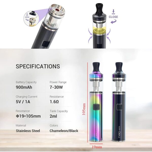 Vaptio NANO kit de démarrage Vape Pen 7W - 30W KIT Cigarette électronique Vaporisateur sans e liquide sans nicotine – Image 4