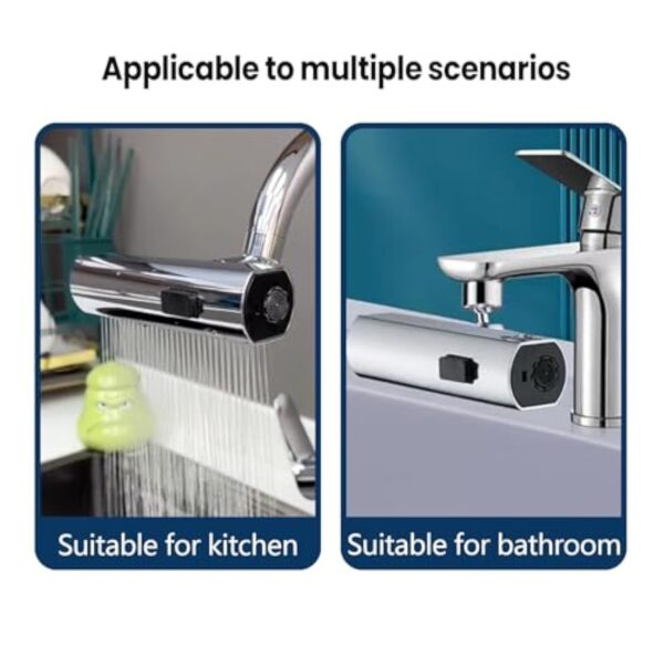 Viilich Robinet de cuisine cascade, robinet cascade,Pivotant à 360 ° Robinet Cascade pour Lavabo, buse de pulvérisation 3 fonctions, robinet de cuisine haute pression pour évier de cuisine – Image 4
