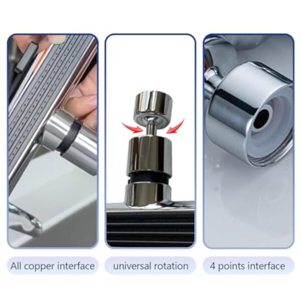 Viilich Robinet de cuisine cascade, robinet cascade,Pivotant à 360 ° Robinet Cascade pour Lavabo, buse de pulvérisation 3 fonctions, robinet de cuisine haute pression pour évier de cuisine – Image 8