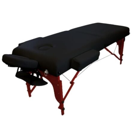 Vivezen - Table de Massage 15 cm Pliante 2 Zones en Bois foncé avec Panneau Reiki + Accessoires et Housse de Transport - Noir