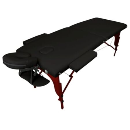 Vivezen - Table de Massage Pliante 2 Zones en Bois foncé avec Panneau Reiki + Accessoires et Housse de Transport - Noir