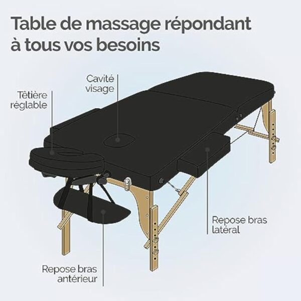 Vivezen - Table de Massage 15 cm Pliante 2 Zones en Bois avec Panneau Reiki + Accessoires et Housse de Transport - Plusieurs Coloris – Image 4