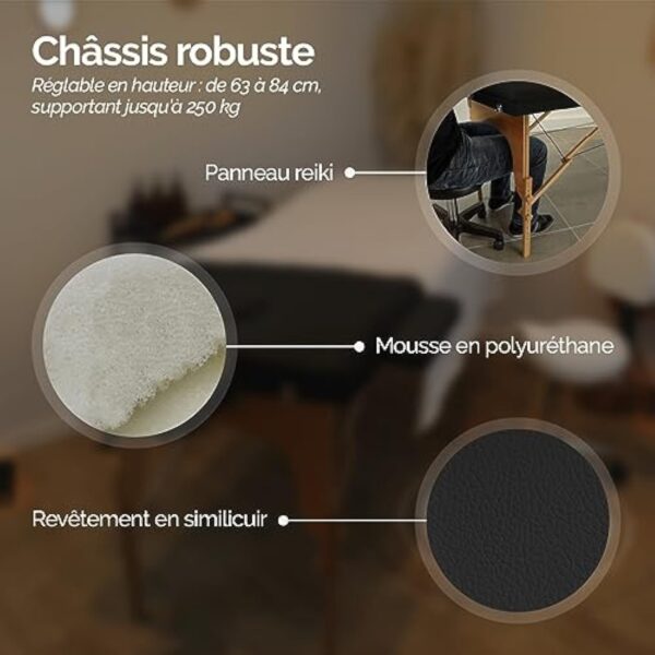 Vivezen - Table de Massage Pliante 2 Zones en Bois avec Panneau Reiki + Accessoires et Housse de Transport - Plusieurs Coloris – Image 5