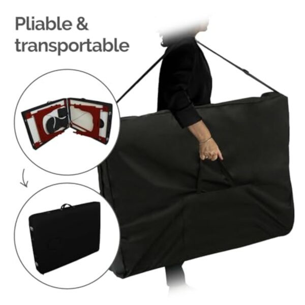 Vivezen - Table de Massage 15 cm Pliante 2 Zones en Bois foncé avec Panneau Reiki + Accessoires et Housse de Transport - Noir – Image 5