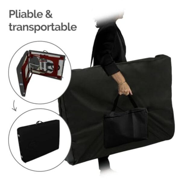 Vivezen - Table de Massage Pliante 2 Zones en Bois foncé avec Panneau Reiki + Accessoires et Housse de Transport - Noir – Image 6