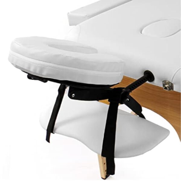 WilTec Table de Massage 2 Zone Couleur Blanche Pliable Accoudoirs Chaise Cosmétique Réglable Hauteur Mobile – Image 4