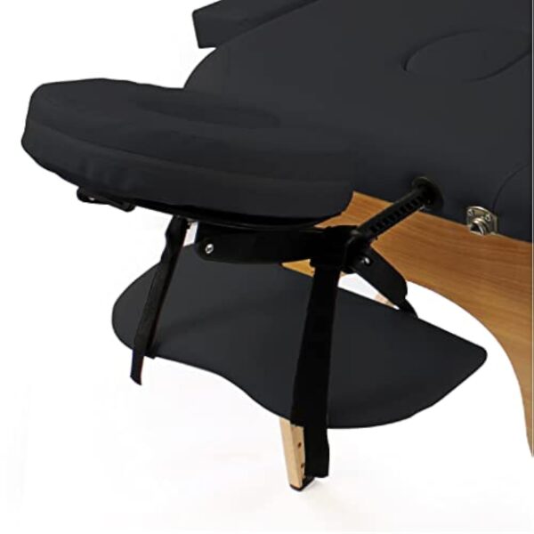 WilTec Table de Massage 2 Zones Couleur Noire Pliable Accoudoirs Chaise Cosmétique Réglable Hauteur Mobile – Image 4