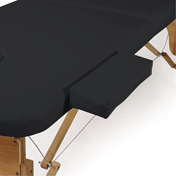 WilTec Table de Massage 2 Zones Couleur Noire Pliable Accoudoirs Chaise Cosmétique Réglable Hauteur Mobile – Image 5