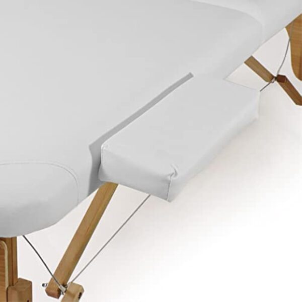 WilTec Table de Massage 2 Zone Couleur Blanche Pliable Accoudoirs Chaise Cosmétique Réglable Hauteur Mobile – Image 6