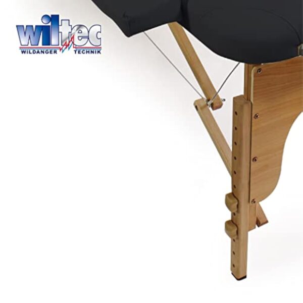 WilTec Table de Massage 2 Zones Couleur Noire Pliable Accoudoirs Chaise Cosmétique Réglable Hauteur Mobile – Image 6