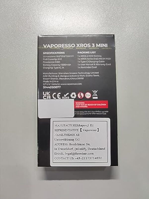 XROS 3 Mini Kit | Original Vaporesso XROS 3 Mini Kit Built in 1000mAh Battery Vape with 2ml XROS Pod Cartridge MTL to RDL Electronic Cigarette Vaporizer No Nicotine, Compact, Rose – Image 11