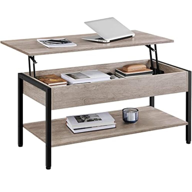 Yaheetech Table Basse avec Plateau Relevable Table de Salon avec Compartiment Caché en Bois MDF Gris 104,5X 49,5 x 47 cm