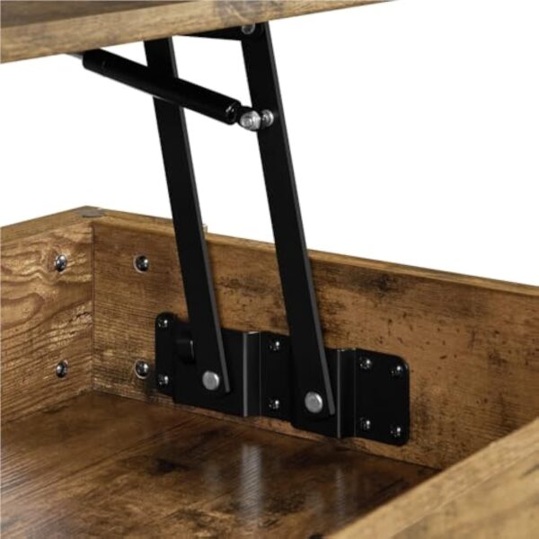 Yaheetech Table Basse Plateau Relevable, Table de Salon Industrielle, Table avec Porte-Revues, 3 Compartiments de Rangement, Pieds réglables en Bois MDF et Métal 104.5 cm x 49.5 cm x 49 cm – Image 8