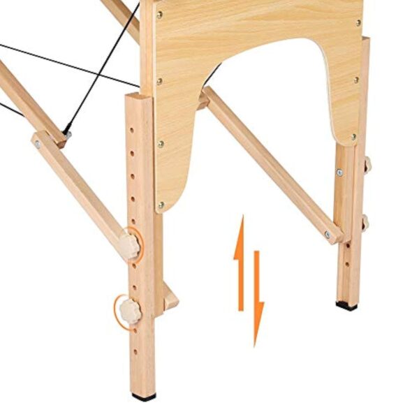 Yaheetech Table de Massage Portable Pliable à 2 Zones Charge 250 kg en Bois Hêtre Hauteur Réglable avec Appuie-tête Amovible Sac de Transport 213 x 60 cm/Noir – Image 8