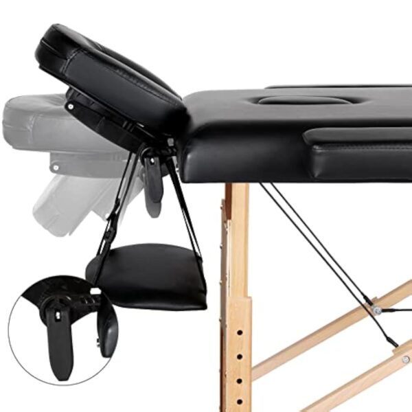 Yaheetech Table de Massage Mobile à 2 Zones - Hauteur réglable - Pieds en Bois et Sac de Transport - Pliable - 70 cm de Large - 213 x 92 cm – Image 9