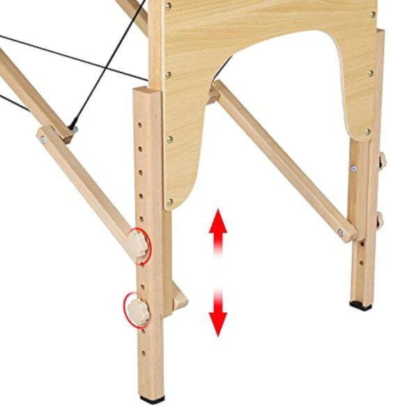 Yaheetech Table de Massage Pliante avec Pieds en Bois Lit de Massage avec Appui-tête et Accoudoirs Réglables en Hauteur 60 cm de Large Rose – Image 10