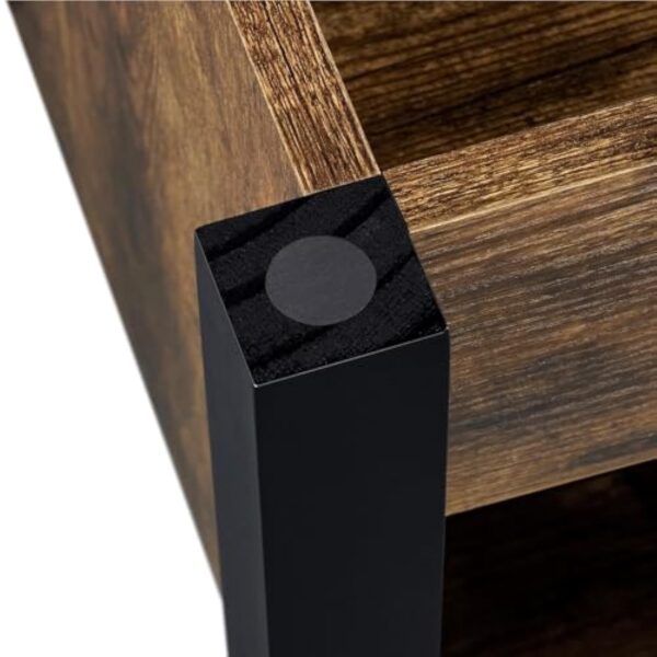 Yaheetech Table Basse Plateau Relevable, Table de Salon Industrielle, Table avec Porte-Revues, 3 Compartiments de Rangement, Pieds réglables en Bois MDF et Métal 104.5 cm x 49.5 cm x 49 cm – Image 10