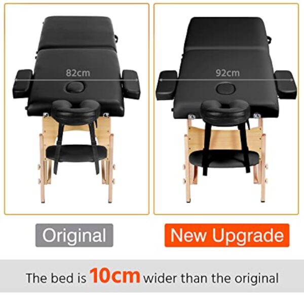 Yaheetech Table de Massage Mobile à 2 Zones - Hauteur réglable - Pieds en Bois et Sac de Transport - Pliable - 70 cm de Large - 213 x 92 cm – Image 10
