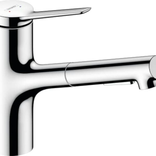 hansgrohe Zesis M33 - Mitigeur de cuisine avec douchette extractible, 2 jet, Robinet avec hauteur sous bec 150 mm, Robinetterie avec bec pivotant et extensible, Chromé