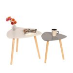 mymai Ensemble Table Basse, Bois d'ingénierie, Gris/Blanc, 555545cm + 404040cm