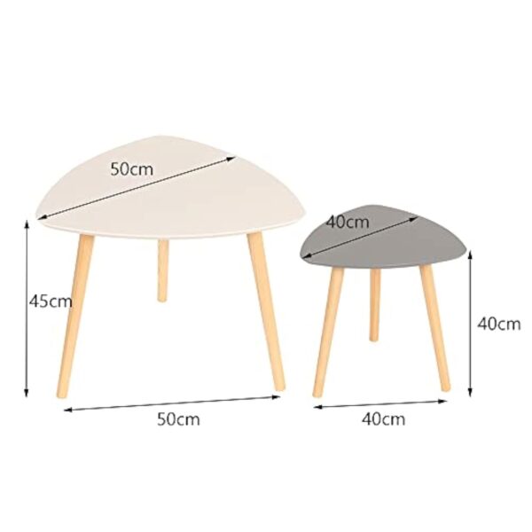 mymai Ensemble Table Basse, Bois d'ingénierie, Gris/Blanc, 555545cm + 404040cm – Image 4