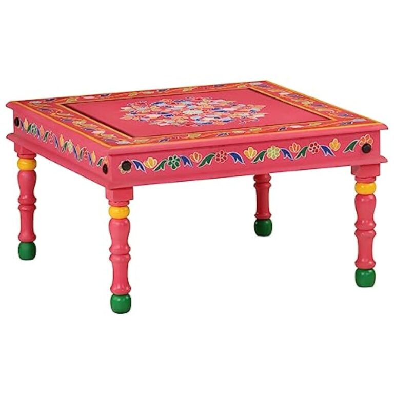vidaXL Table Basse Rose Bois de manguier Massif Peint à la Main