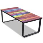 vidaXL Table Basse avec Impression d'arc-en-Ciel Dessus en Verre Meuble Salon
