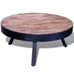 vidaXL Table Basse Ronde en Teck Recyclé Table de Canapé Table de Salon Séjour