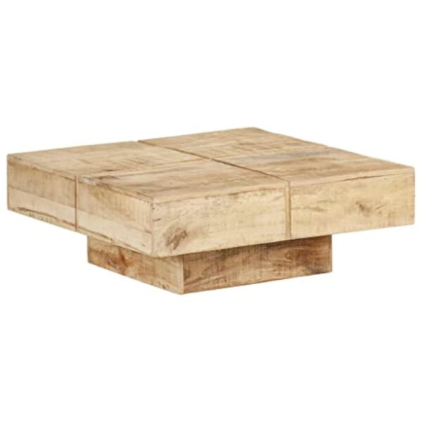 vidaXL Table Basse Table d'Appoint Table de Canapé Meuble de Salon Bout de Canapé Salle de Séjour Maison Intérieur 80x80x28 cm Bois de Manguier Massif – Image 2