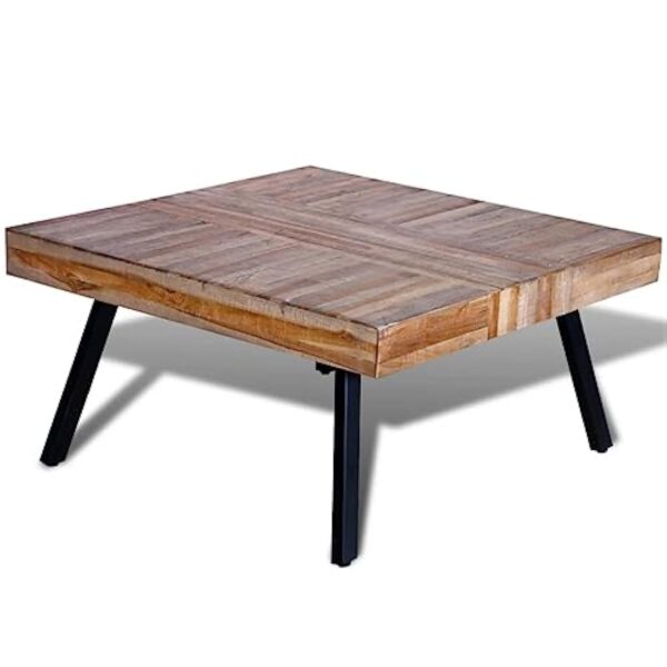 vidaXL Table Basse Carrée Teck Recyclé Table de Canapé Table de Salon Séjour – Image 2