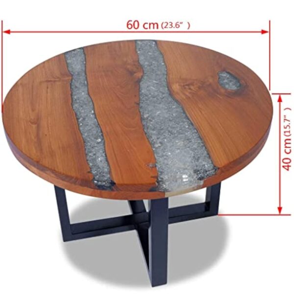 vidaXL Table Basse Table d'appoint de Salon séjour en Teck Résine 60 cm – Image 3